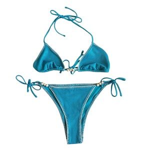 Aerie Shine Pique String Triangle Bikini Top/bottom NWOT